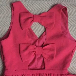Pink a-line bow back mini dress
